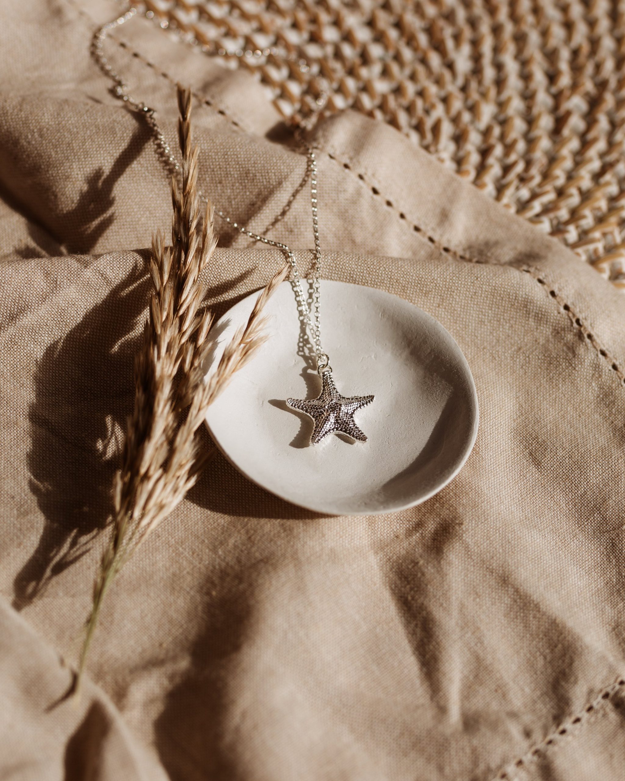 Giant silver starfish necklace